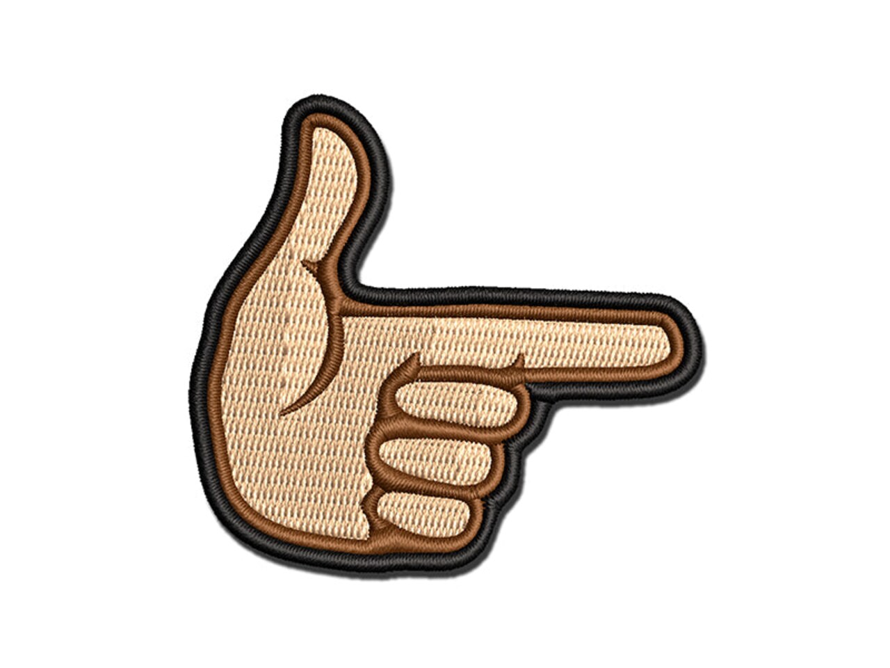 Finger Gun Hand Pointing Multi-Color Embroidered Iron-On or Hook & Loop Patch Applique